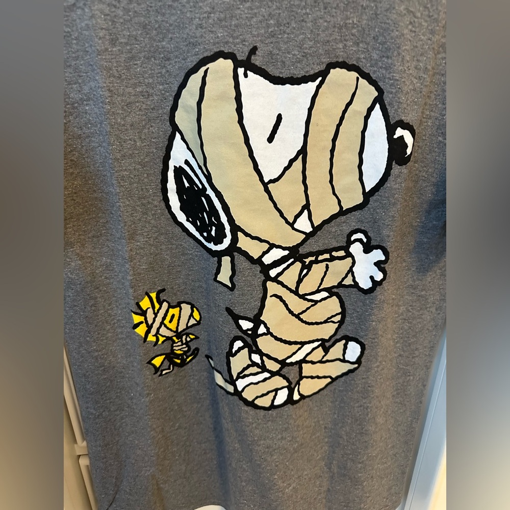 Peanuts Gray Snoopy Mummy Unisez  T-Shirt NWT Medium - Picture 2 of 3